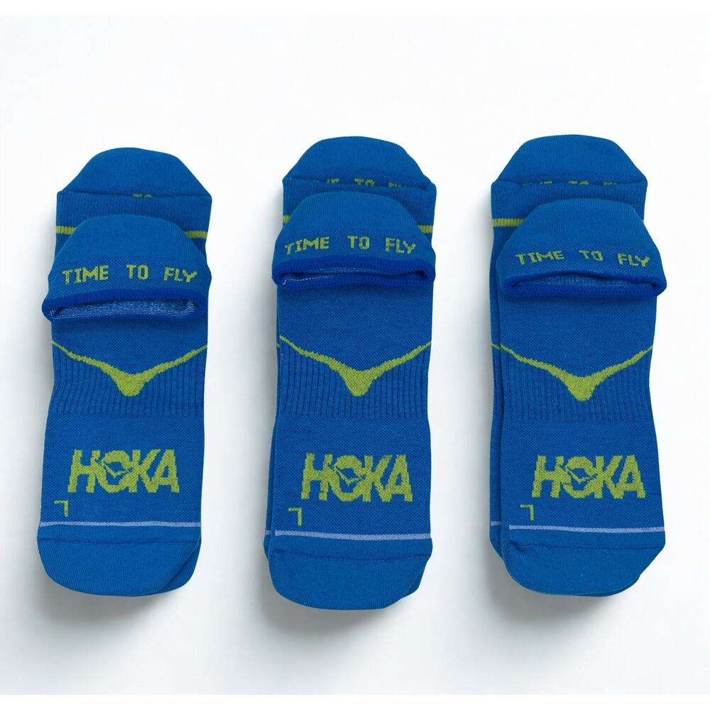 3 Pairs HOKA Time To Fly No Show Blue Socks  Unisex L , NWOT